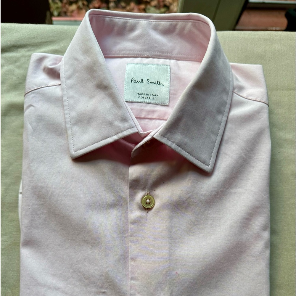 Men’s Slim Fit 100% Cotton Pale Pink Size 15 Dress Shirt